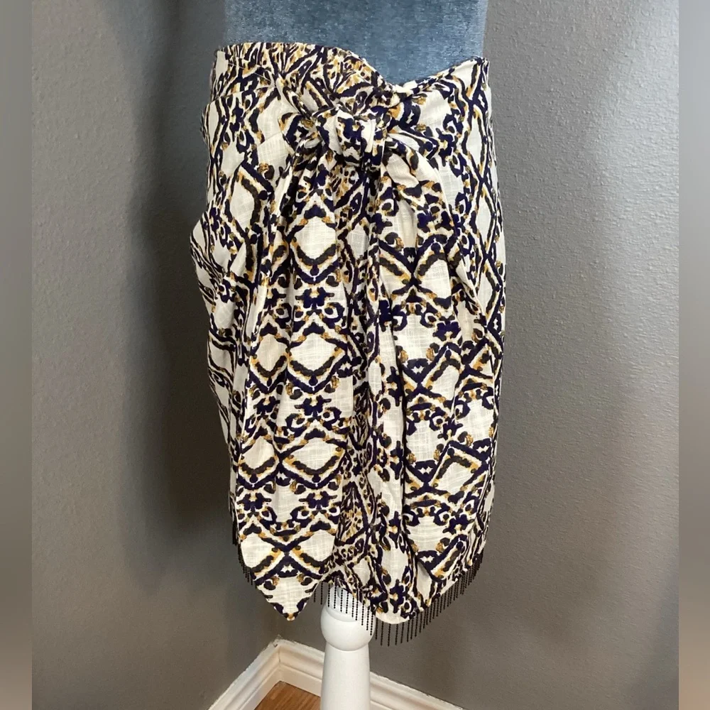 ZARA Mini Skirt Beaded Fringe Wrap Size XL - Picture 6 of 10